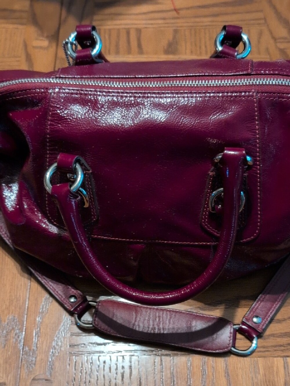 Coach Patent Leather Satchel in Deep Berry - Picture 3 of 11